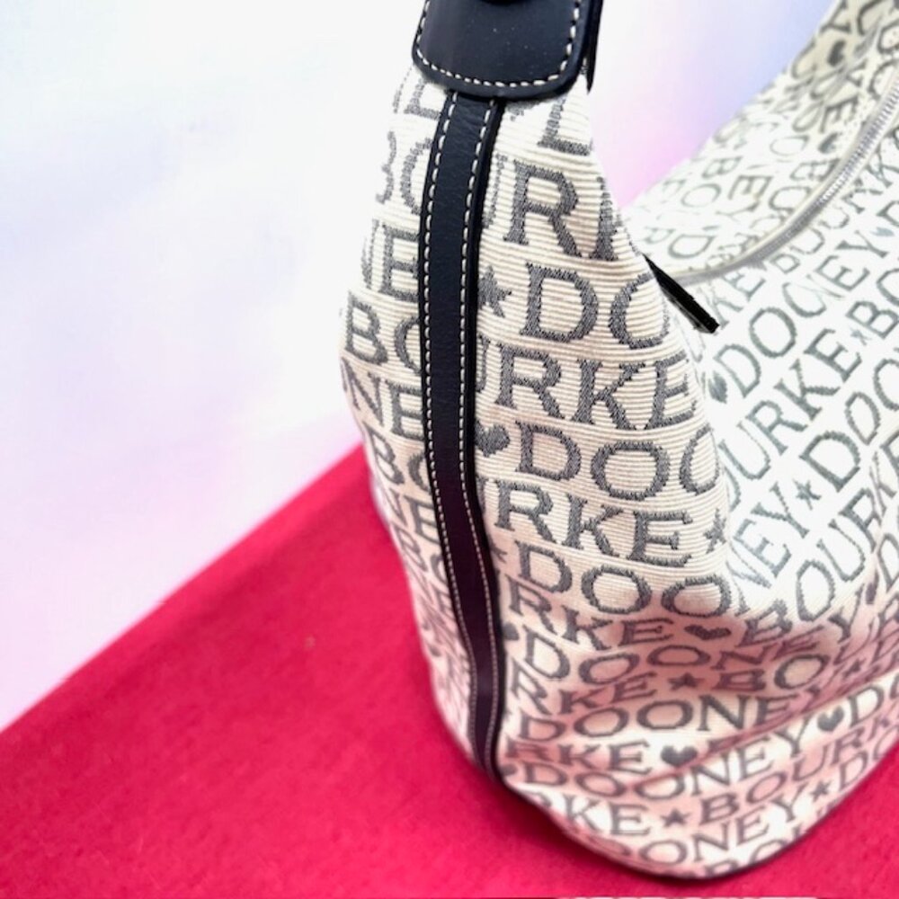 Dooney & Bourke Logo Jacquard & Leather Shoulder Bag 16"x7.5"x13" + Free Scarf - Picture 15 of 16
